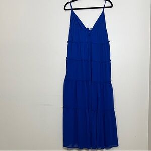 Royal Blue Tiered Maxi Dress with triangle tank top straps